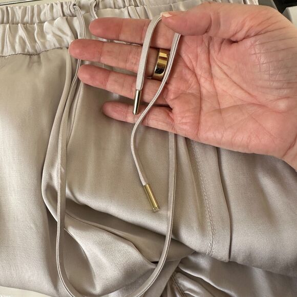 Manning Cartel Off-Duty Metallic Taupe Ruched Satin Drawstring Pocket Jogger 2 - Picture 8 of 15